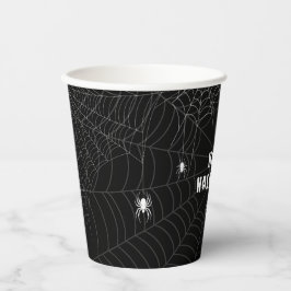Vasos De Papel Black and White Spider Web Happy Halloween