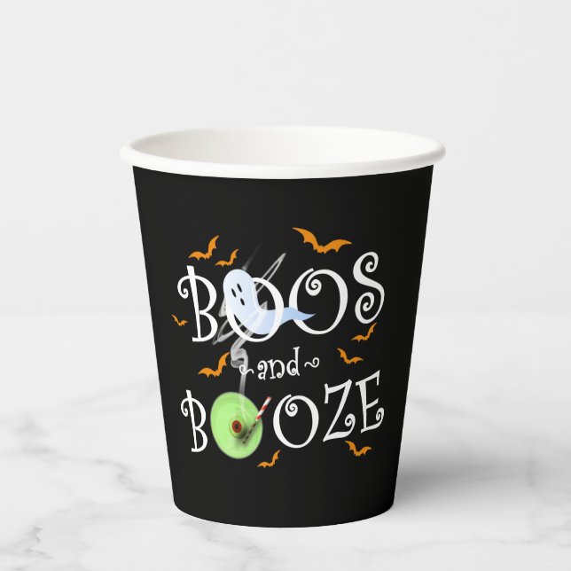 Vasos De Papel Black Boos & Booze Halloween Party (Anverso)