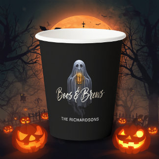 Vasos De Papel Black Boos & Brews Fantasma Halloween
