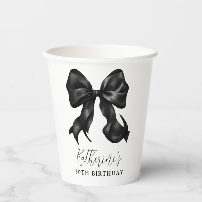 Vasos De Papel Black Bow 30th 40th 50th Birthday  (Anverso)