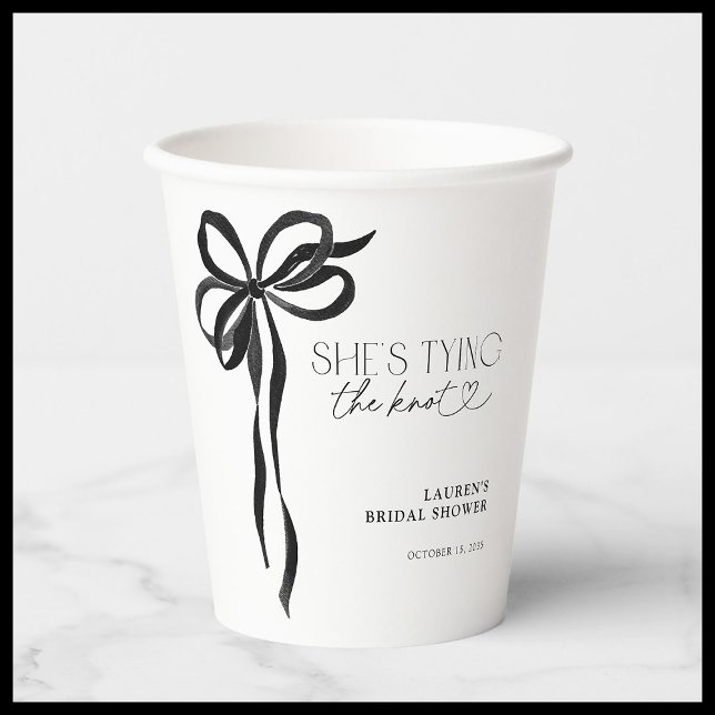 Vasos De Papel Black Bow está atando la ducha nupcial (Subido por el creador)