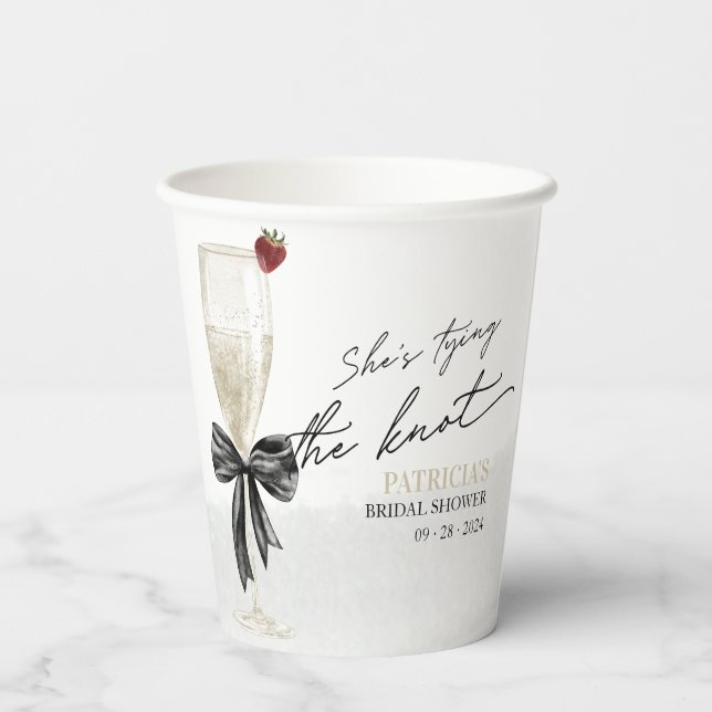 Vasos De Papel Black Bow está atando la ducha nupcial (Reverso )