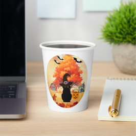 Vasos De Papel Black Cat Halloween Paper Cups