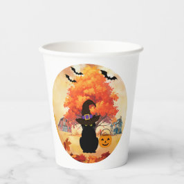 Vasos De Papel Black Cat Halloween Paper Cups