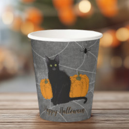 Vasos De Papel Black Cat Happy Halloween