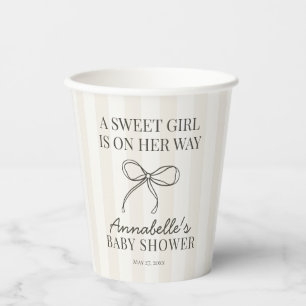 Vasos De Papel Black Coquette Bow Beige Strige Baby Shower