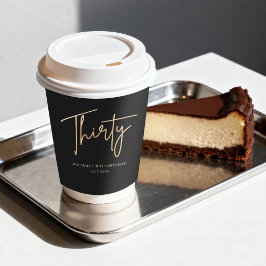 Vasos De Papel Black & Gold 30th Birthday Party Paper Cups