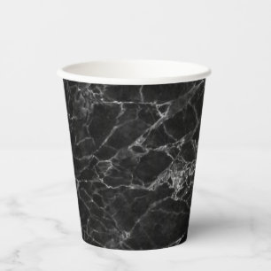 Vasos De Papel Black Marble Stone Look
