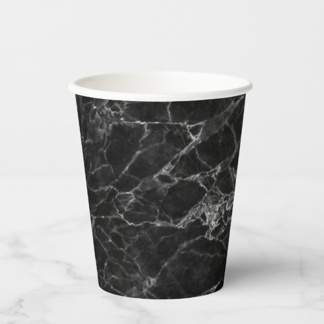 Vasos De Papel Black Marble Stone Look (Anverso)