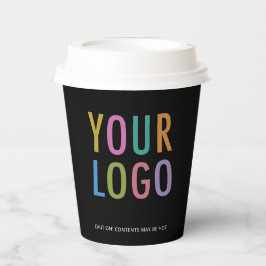 Vasos De Papel Black Paper Cups with Lids Custom Company Logo 8oz