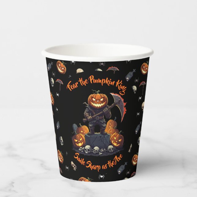 Vasos De Papel 🖤 Black Pumpkin King Halloween Cup 🎃 (Anverso)