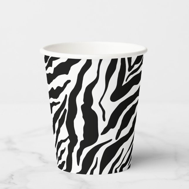 Vasos De Papel Black& White Zebra Stripes Safari Animal Print  (Anverso)