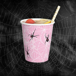Vasos De Papel Black Widow Spider Webs Pastel Pink