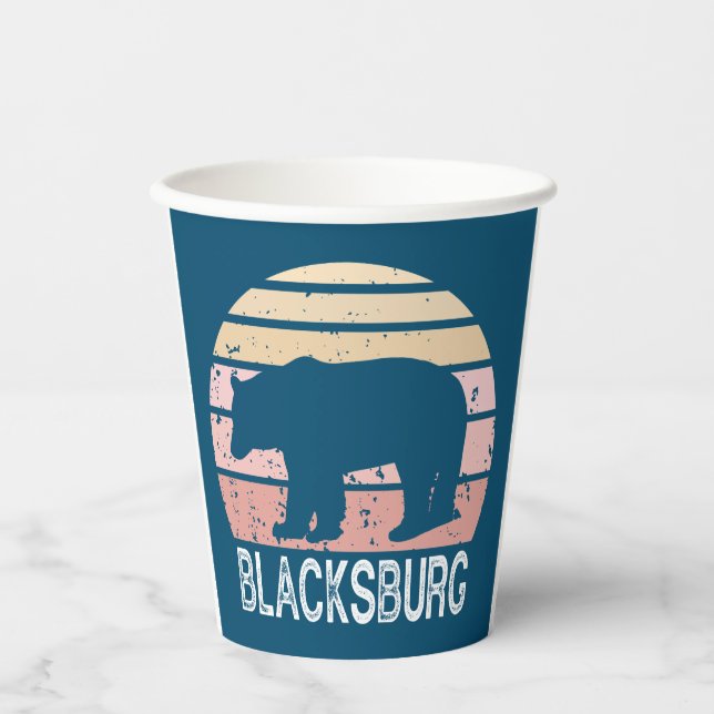 Vasos De Papel Blacksburg Virginia Retro Bear (Anverso)