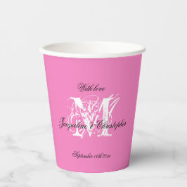 Vasos De Papel Blanco Chic Monograma Nombres Negros Hermoso Papel