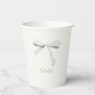 Vasos De Papel Blanco crudo Boda de cinta blanca de moda taza d