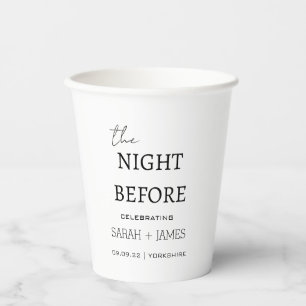 Vasos De Papel Blanco minimalista la noche antes del Boda