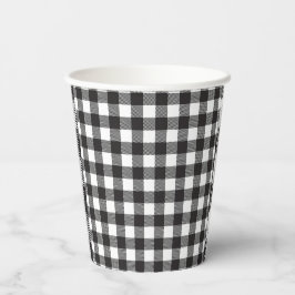 Vasos De Papel blanco negro Gingham Buffalo Plaid Farmhouse