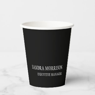 Vasos De Papel Blanco negro tu nombre Minimalista personal modern
