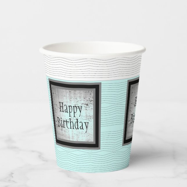 Vasos De Papel Blanco negro y gris moderno (Anverso)