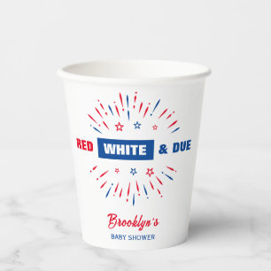 Vasos De Papel Blanco Rojo Y Vencimiento 4 De Julio Patriótico Ba