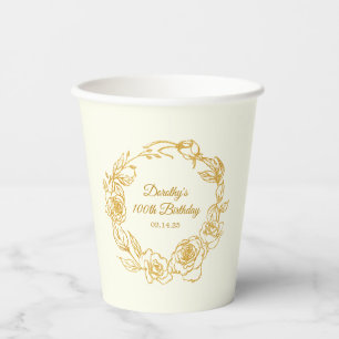 Vasos De Papel Blanco Rosa de oro de lujo de la Fiesta del Cumple