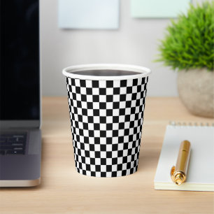 Vasos De Papel blanco y negro - tablero de ajedrez retro