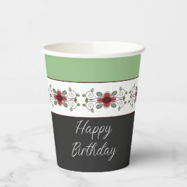 Vasos De Papel Blanco Y Negro Verde Elegante