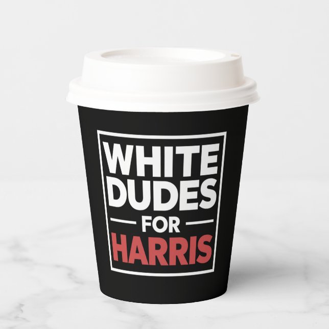 Vasos De Papel Blancos a favor de Kamala-Harris para presidente e (Anverso)