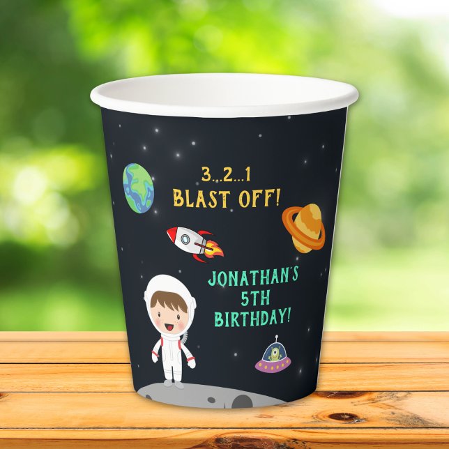 Vasos De Papel "Blast Off Astronaut - Space Birthday Party" (Subido por el creador)