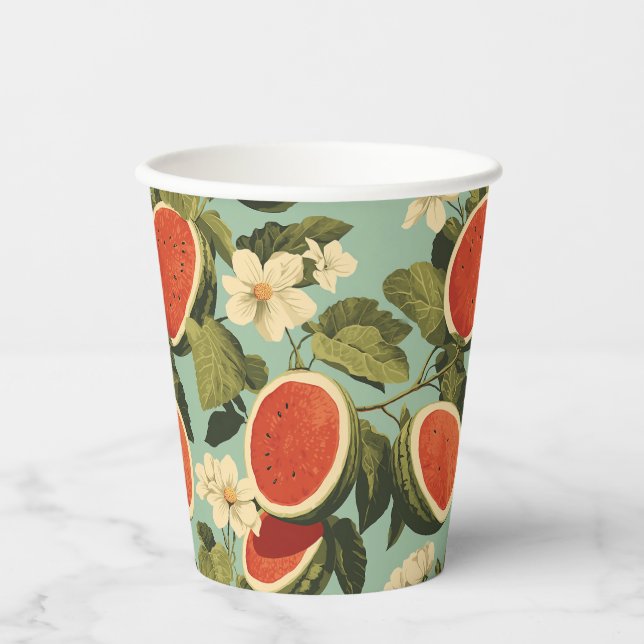 Vasos De Papel Bliss de jardín de sandía tropical (Anverso)