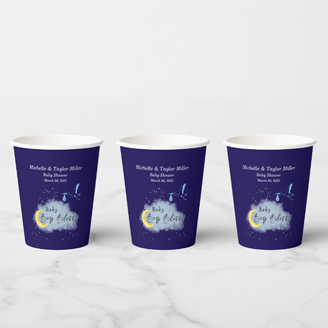 Vasos De Papel Bliss, niño pequeño con estrellas azul medianoche: (Multi)