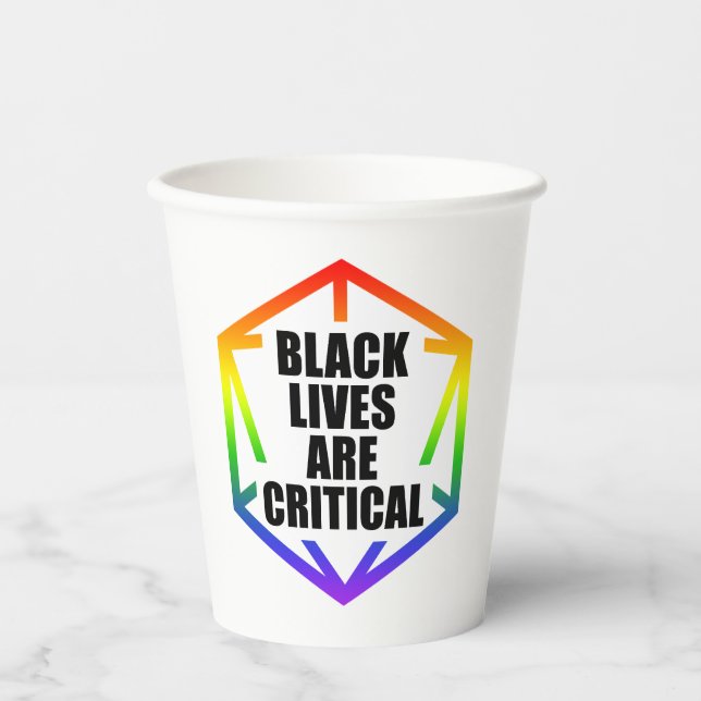 Vasos De Papel BLM Black Lives are Critical [LGBTQ+] (Anverso)