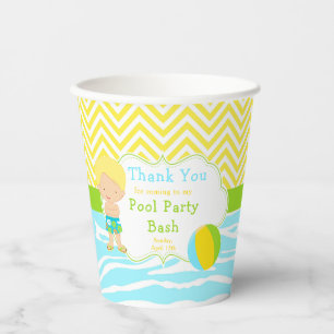 Vasos De Papel Blonde Hair Boy Pool Fiesta Bash Fiesta