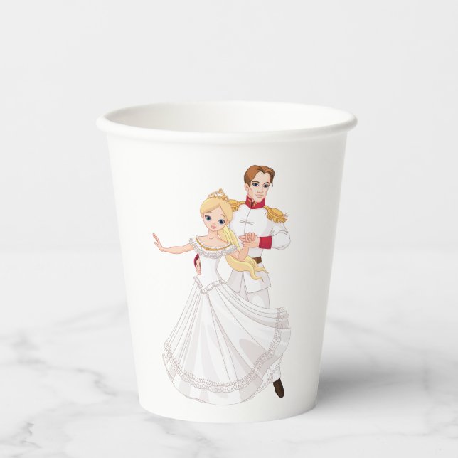 Vasos De Papel Blonde Princess and Charming Prince Fairytale (Anverso)