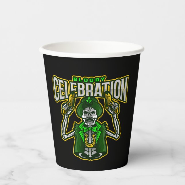 Vasos De Papel Bloody Celebration Skeleton Leprechaun Paper Cups (Anverso)