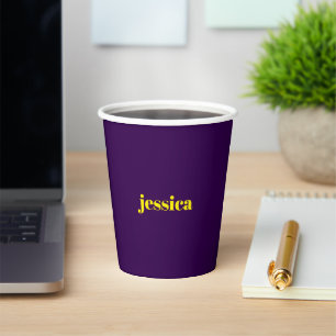 Vasos De Papel Bloque de color minimalista nombre personalizado 