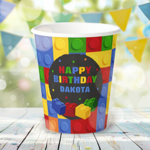 Vasos De Papel Bloques de construcción Bote de cumpleaños Bricks 