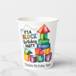 Vasos De Papel Bloques de construcción en el Bash de Cumpleaños