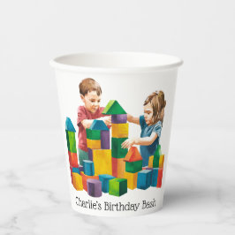 Vasos De Papel Bloques de construcción en el Bash de Cumpleaños