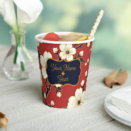 Vasos De Papel Blossom Nouveau | Floral personalizada elegante