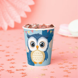 Vasos De Papel Blue Adorable Woodland Baby Owl Baby Shower