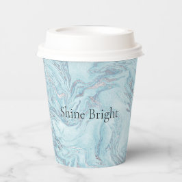 Vasos De Papel Blue Aqua Silver Marble Swirls