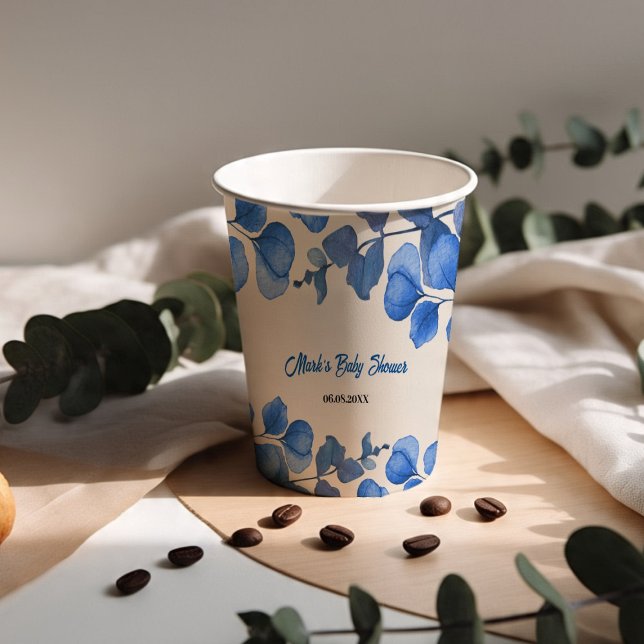 Vasos De Papel Blue Baby Shower paper cup – Custom Name & Event  (Subido por el creador)