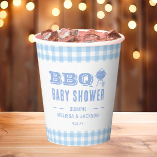 Vasos De Papel Blue Backyard BBQ Baby Shower