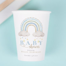 Blue Boho Watercolor Rainbow Boy Baby Shower