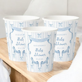 Vasos De Papel Blue Bow Boy Baby Shower Gracias
