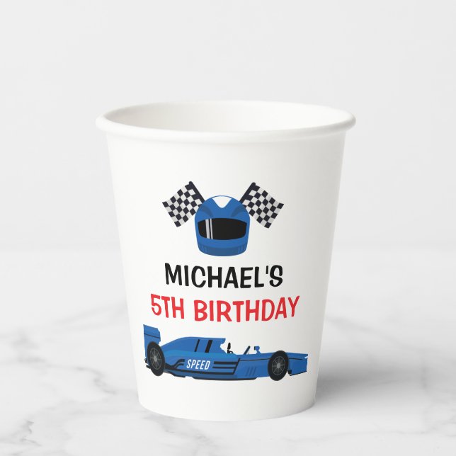 Vasos De Papel Blue Car Racing Party paper cups (Anverso)