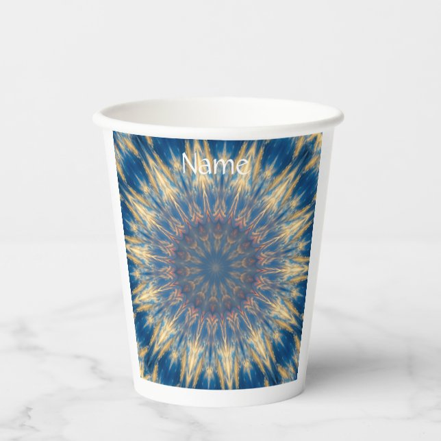 Vasos De Papel Blue Chakra Kaleidoscope Thunder_Cove (Anverso)