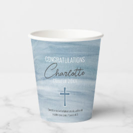 Vasos De Papel Blue Christian Cross Graduation